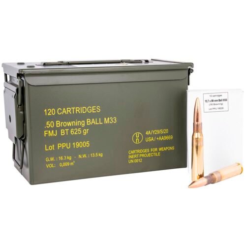 https3A2F2Fmedia.chattanoogashooting.com2Fimages2Fproduct2FOQPPRM50M2FOQPPRM50M123.jpg PPU Rangemaster Rifle Ammunition .50 BMG 625gr FMJ 2940 fps 120/ct (Metal Can)
