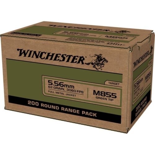 https3A2F2Fmedia.chattanoogashooting.com2Fimages2Fproduct2FWNWM8552002FWNWM855200-2_1.jpg Winchester USA Lake City M855 Green Tip Rifle Ammunition 5.56X45 NATO 62 gr. FMJ 3060 fps 200/ct