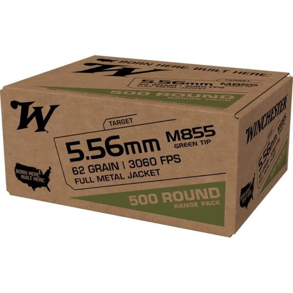 https3A2F2Fmedia.chattanoogashooting.com2Fimages2Fproduct2FWNWM8555002FWNWM855500-2_1-1.jpg Winchester USA Lake City M855 Green Tip Rifle Ammunition 5.56mm 62 gr. FMJ 3060 fps 500/ct