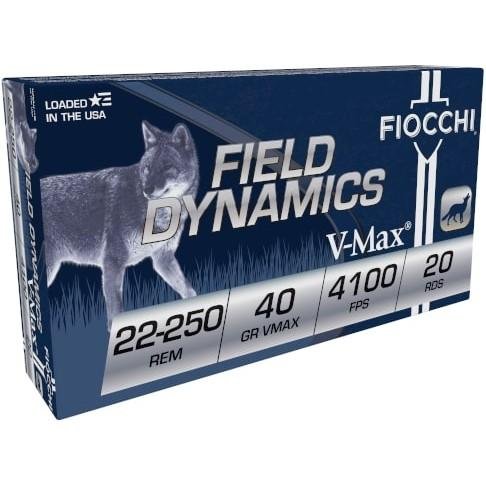 https3A2F2Fmedia.chattanoogashooting.com2Fimages2Fproduct2FXN22250HVD2FXN22250HVD-1-1.jpg Fiocchi Field Dynamics Rifle Ammunition .22-250 Rem 55gr V-MAX 3650 fps 20/ct