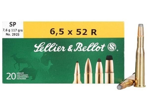https3A2F2Fmedia.chattanoogashooting.com2Fimages2Fproduct2FZYSB6552RA2FZYSB6552RA-1.jpg Sellier & Bellot Rifle Ammunition 6.5x52R 117 gr SP 775 fps - 20/box