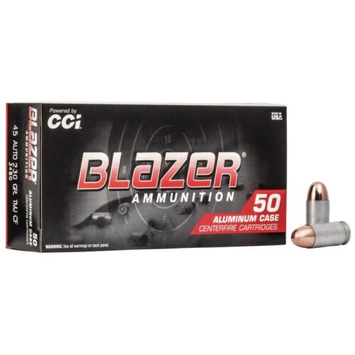 https3A2F2Fmedia.chattanoogashooting.com2Fimages2Fproduct2FCC34802FCC3480.jpg CCI Blazer Aluminum Handgun Ammunition Clean-Fire .45 Auto 230 gr FMJ 845 fps 50/ct