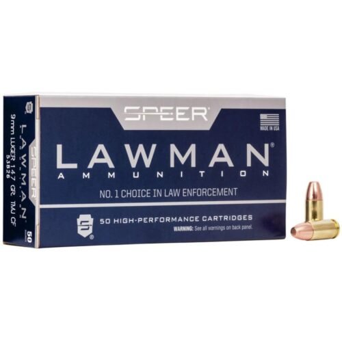 https3A2F2Fmedia.chattanoogashooting.com2Fimages2Fproduct2FCC538262F53826.jpg Speer Lawman Handgun Ammunition Clean-Fire 9mm Luger 147 gr. TMJ 985 fps 50/ct