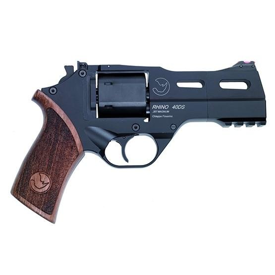 https3A2F2Fmedia.chattanoogashooting.com2Fimages2Fproduct2FCH3402192FCH340219_1.jpg Chiappa 40DS Rhino Handgun .357 Mag 6rd Capacity 4" Barrel Black with Wood Grip and 3 Moon Clips