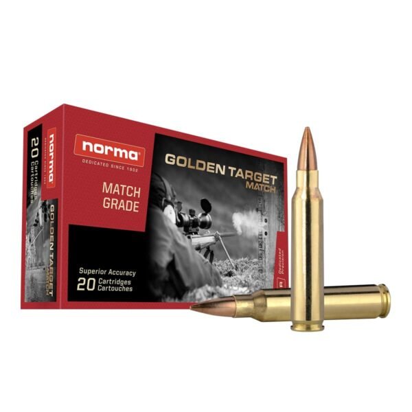 https3A2F2Fmedia.chattanoogashooting.com2Fimages2Fproduct2FNH101576922FNH10157692.jpg Norma Golden Target Match Rifle Ammunition .223 Rem 69 gr BTHP 2936 fps 20/ct
