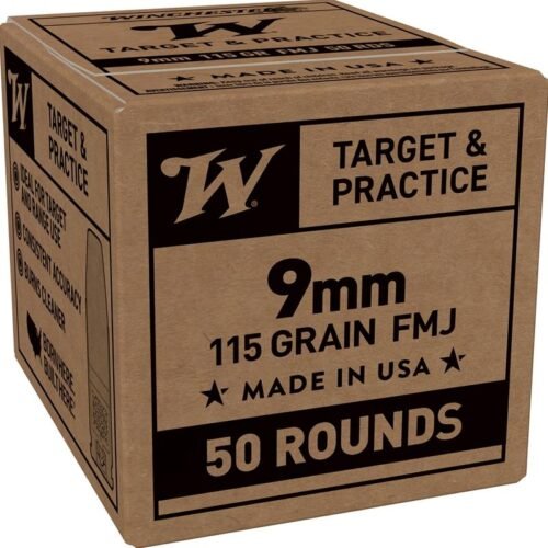 Winchester Service Grade 9mm Luger Ammo 115 Grain Full Metal Jacket Winchester Service Grade Handgun Ammunition 9mm Luger 115gr FMJ 1300fps 50/ct