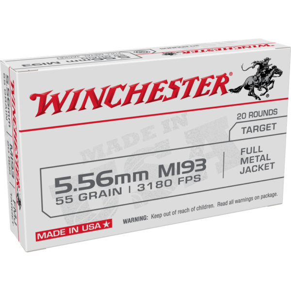 https3A2F2Fmedia.chattanoogashooting.com2Fimages2Fproduct2FWNWM193KC2FWNWM193KC-1.png Winchester USA Lake City M193 Rifle Ammunition 5.56X45 NATO 55 gr. FMJ 3240 fps 1000/ct case