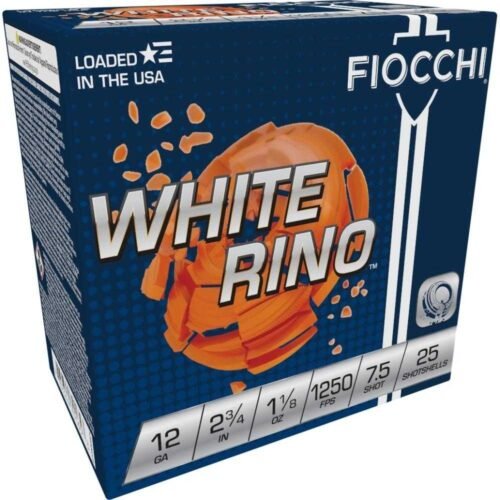 https3A2F2Fmedia.chattanoogashooting.com2Fimages2Fproduct2FXN12WRNO752FXN12WRNO75-1.jpg Fiocchi Exacta White Rino Shotshells 12ga 2-3/4" 1-1/8oz 1250 fps #7.5 25/ct