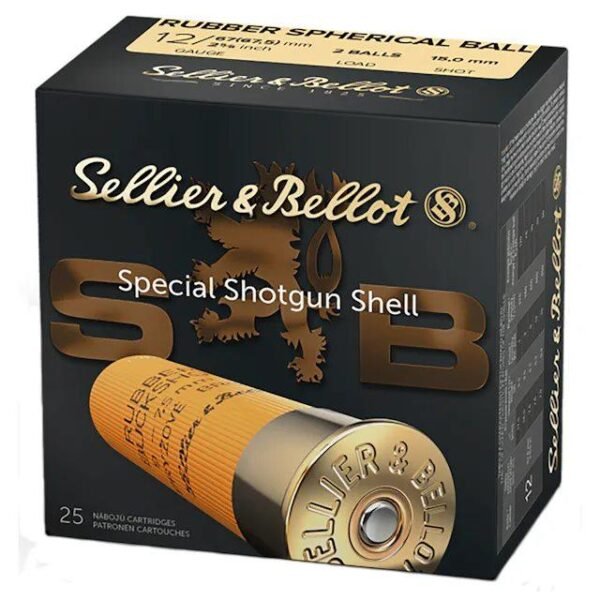 https3A2F2Fmedia.chattanoogashooting.com2Fimages2Fproduct2FZYSB12RBB2FZYSB12RBB-1.jpg Sellier & Bellot Rubber Buckshot 12 ga 2-3/4" 2 ball Rubber 25/ct