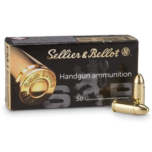 https3A2F2Fmedia.chattanoogashooting.com2Fimages2Fproduct2FZYSB9B2FZYSB9B.jpg Sellier & Bellot Pistol & Revolver Ammo 9mm Luger 124 gr FMJ 1181 fps 50/ct