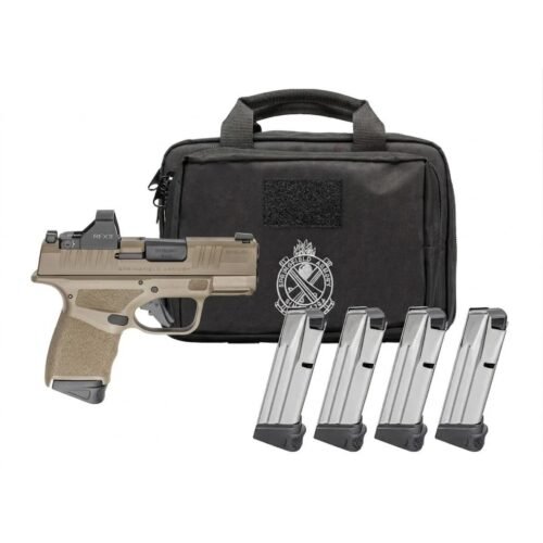 https3A2F2Fmedia.chattanoogashooting.com2Fimages2Fproduct2FFKHC9319FOSPPAC2FFKHC9319FOSP1_2.jpg Springfield GEAR PAC Hellcat Micro-Compact OSP Handgun 9mm Luger 11(1)&13(3)rd Magazines 3" Barrel Desert FDE Viridian RFX11 Bag