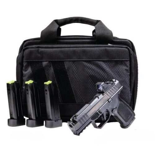 https3A2F2Fmedia.chattanoogashooting.com2Fimages2Fproduct2FMMRM1CBLKOSP15COMPSPL2FRM1CBunlde.jpg Rost Martin RM1S Comp Handgun Bundle 9mm Luger 15(4)rd Magazines 3.6" Barrel Black Viridian Red Dot Pistol