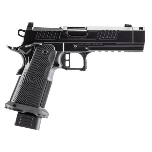 https3A2F2Fmedia.chattanoogashooting.com2Fimages2Fproduct2FXXAA39X1CIGPDBK20PROMNVC2FXXAA39X1CIGPDBK20PROMNVC.jpg Alpha Foxtrot AF1911-ROMULUS Handgun 9mm Luger 20rd Magazines(5) 4.25'' Threaded Comp Barrel Black polished DLC