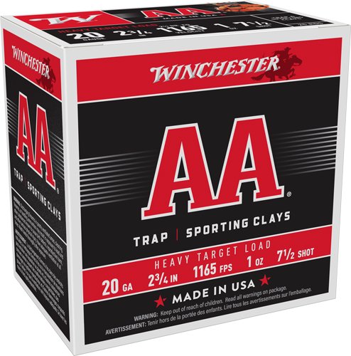 AAH207_2.jpg WINCHESTER AA 20GA 2.75" 1OZ - #7.5 1165FPS 250RD CASE LOT