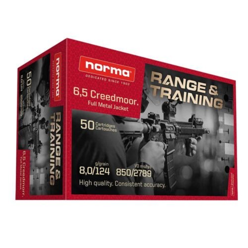 https3A2F2Fmedia.chattanoogashooting.com2Fimages2Fproduct2FNH201666502FNH20166650.jpg Norma Range & Training Rifle Ammunition 6.5 Creedmoor 124gr FMJ 2789 fps 50/ct