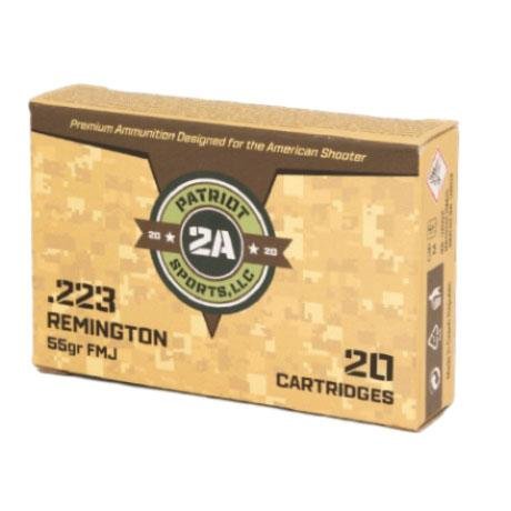 https3A2F2Fmedia.chattanoogashooting.com2Fimages2Fproduct2FPJP223055F2FPJP223055F.jpg Patriot Sports Rifle Ammunition .223 Rem 55gr FMJ 3280 fps 20/ct