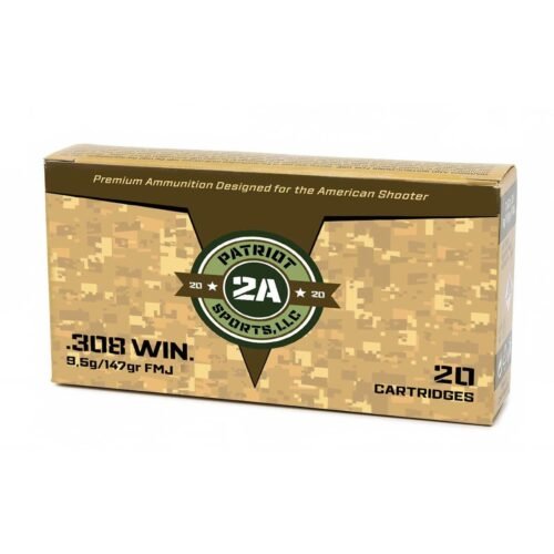 https3A2F2Fmedia.chattanoogashooting.com2Fimages2Fproduct2FPJP308147F2FPJP308147F1.jpg Patriot Sports Rifle Ammunition .308 Win 147gr FMJ 2788 fps 20/ct