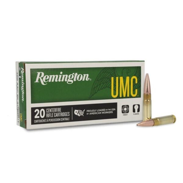 https3A2F2Fmedia.chattanoogashooting.com2Fimages2Fproduct2FRT268542FRT26854-1.jpg Remington UMC Rifle Ammunition .300 AAC Blackout 150gr FMJ 1905 fps 20/ct