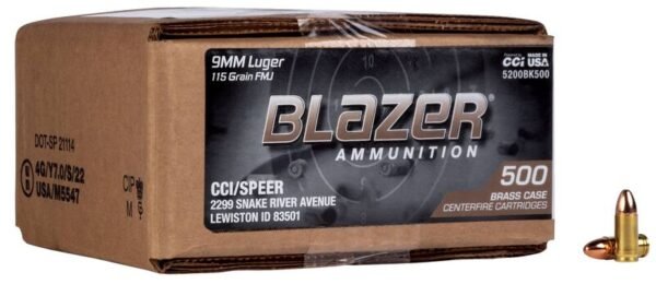 BLAZER BRASS 9MM 115G FMJ 500RD  LOOSE CASE